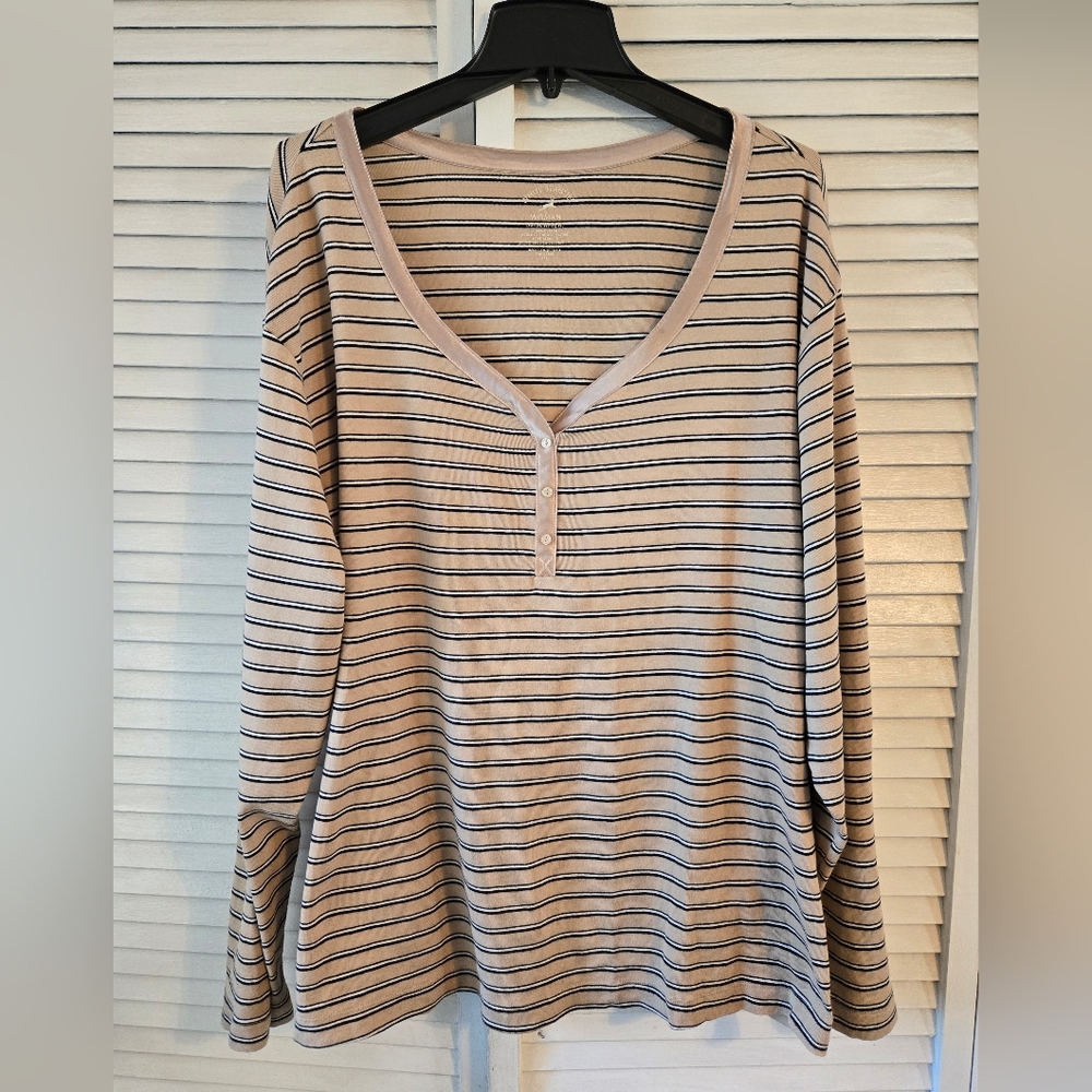 Striped Beige and Black Women's Top